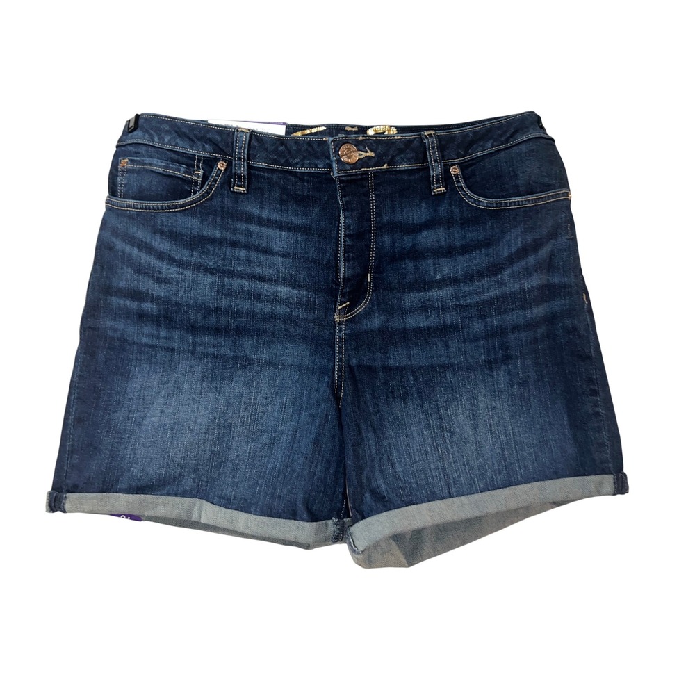 New Seven7 Weekend Short Womens Size 16 Torino Dark Wash Rolled Cuff Denim NWT